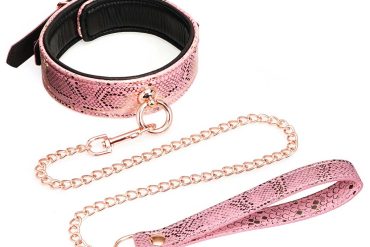 PINK SNAKE PRINT COLLAR AND LEASH