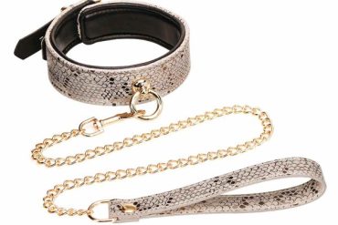 White Snake Print Microfiber Collar and Leash